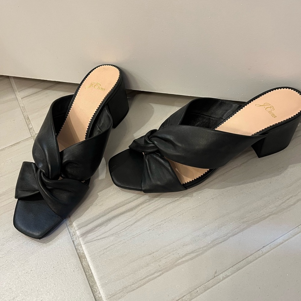 J. Crew Black Knotted Sandals Italian Leather size 8.5